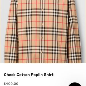 🔥💯✔Men's Burberry Small Check Button Down Shirt